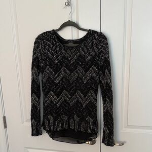 Lucky Brand Black and Gray Chevron Sweater